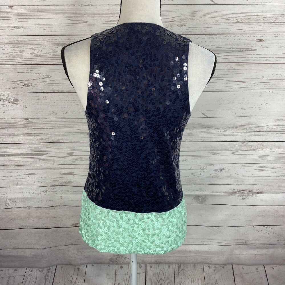 J. Crew Sequin Tank Top Size Xs Colorblock Navy B… - image 5